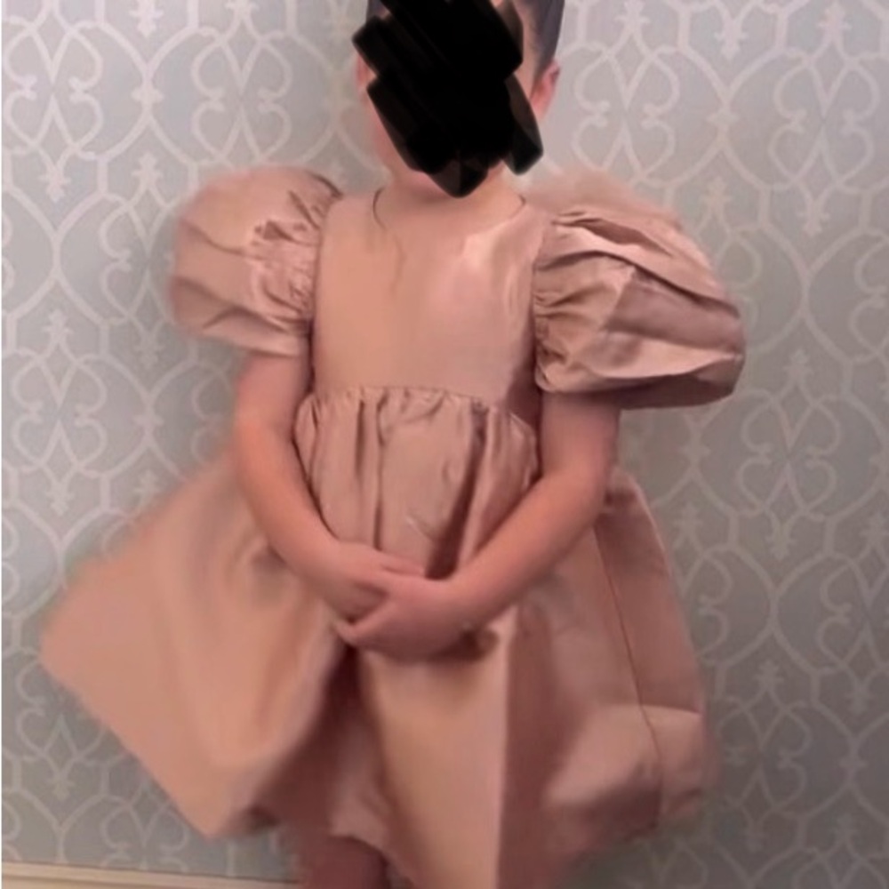 Girls' Puff Sleeve Formal Dress in Blush - Brand Unspecified
